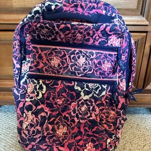 Vera Bradley Quilted Floral Backpack in Navy, Pink & Cream